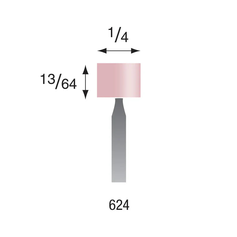 Busch® #624 Pink Polishing Points 3/32" Shank (Pkg. of 6)