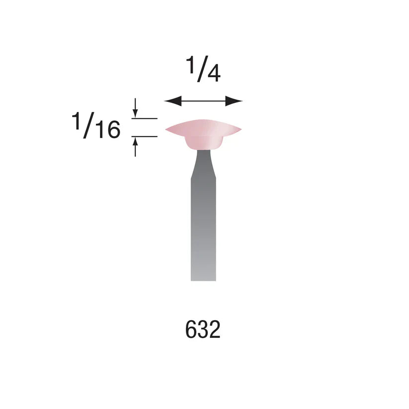 [330-1345] Busch® #632 Pink Polishing Points 3/32" Shank (Pkg. of 6)