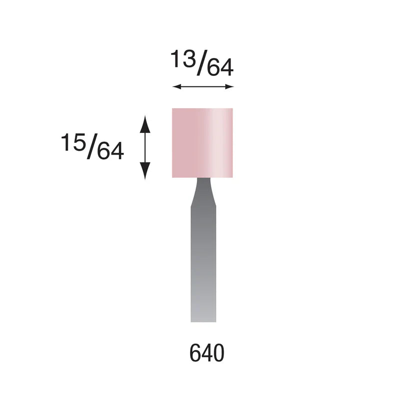 [330-1360] Busch® #640 Pink Polishing Points 3/32" Shank (Pkg. of 6)