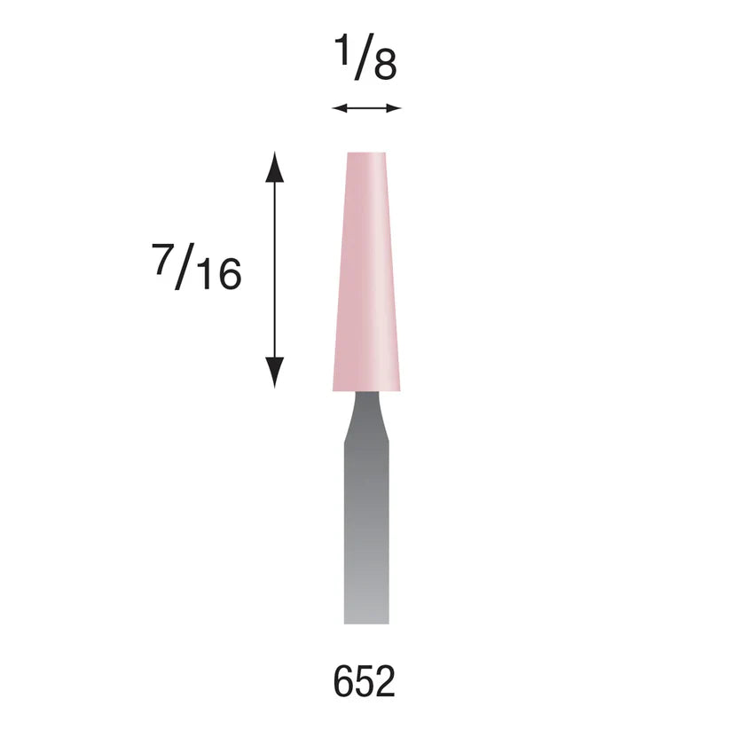 [330-1370] Busch® #652 Pink Polishing Points 3/32" Shank (Pkg. of 6)