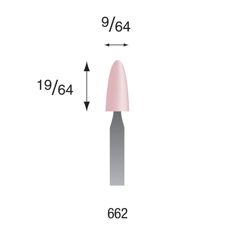 [330-1380] Busch® #662 Pink Polishing Points 3/32" Shank (Pkg. of 6)