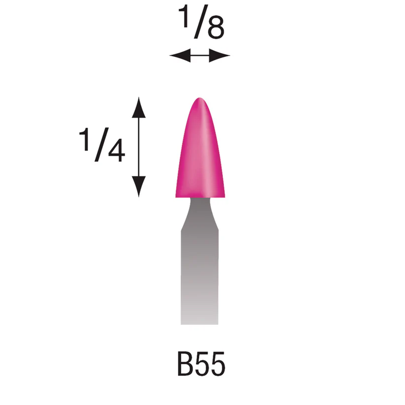 B55 Pink Mounted Points 3mm Shank (Pkg of 24)