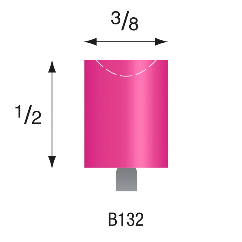 B132 Pink Mounted Points 1/8" Shank (Pkg of 24)