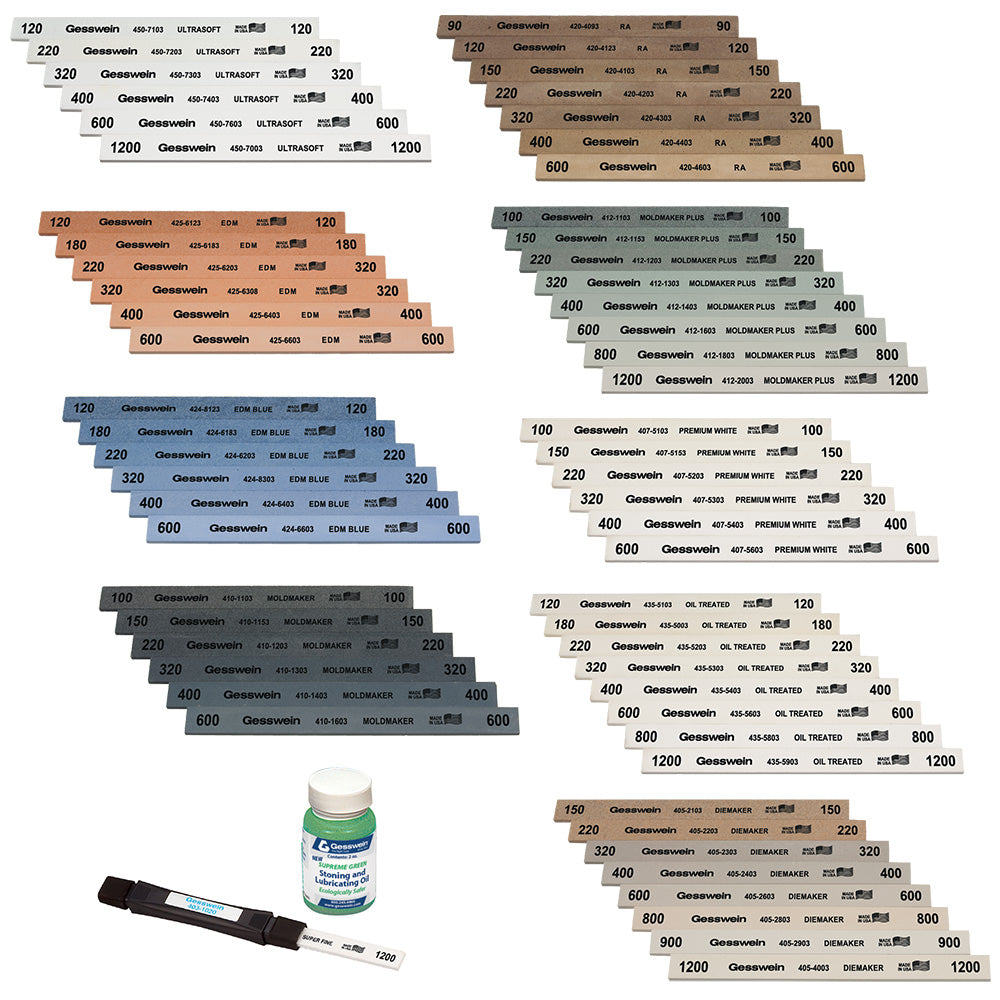 [405-2053] Gesswein® Polishing Stone Set X62 - 1/2" x 1/8" x 6" Stones