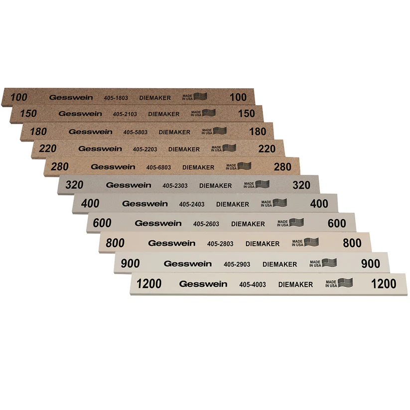 [405-2063] Gesswein® Diemaker Polishing Stone All-Grit Set of 11 (1/8" x 1/2" x 6")
