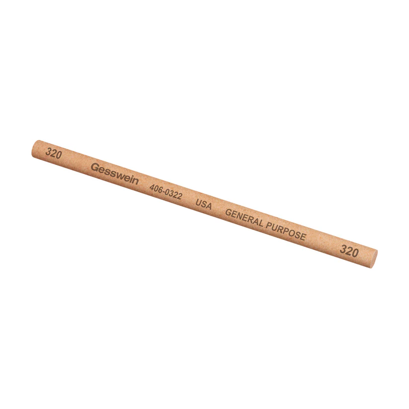 [406-0322] Gesswein® General Purpose Stones - 1/4" Round x 6", 320 Grit  (Pkg. of 6)