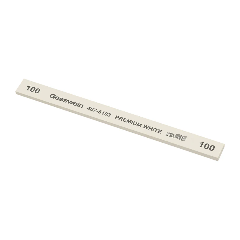 [407-5103] Gesswein® Premium White Stones - 1/2" x 1/8" x 6", 100 Grit  (Pkg. of 12)