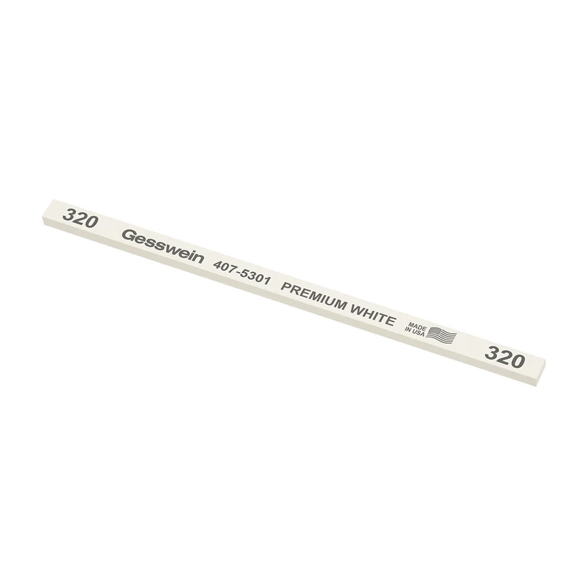 [407-5301] Gesswein® Premium White Stones - 1/4" x 1/8" x 6", 320 Grit  (Pkg. of 12)