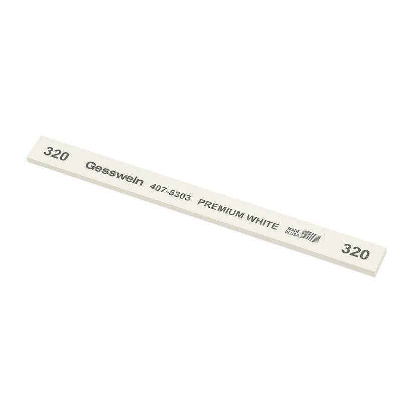 [407-5303] Gesswein® Premium White Stones - 1/2" x 1/8" x 6", 320 Grit  (Pkg. of 12)