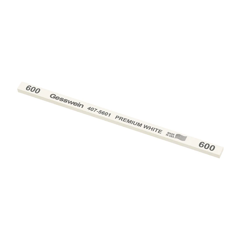 [407-5601] Gesswein® Premium White Stones - 1/4" x 1/8" x 6", 600 Grit  (Pkg. of 12)