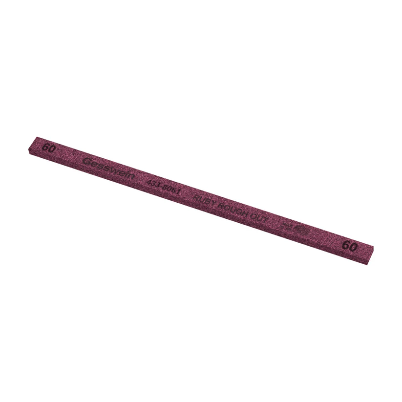 [433-8061] Gesswein® Ruby Rough Out Stone - 1/4" x 1/8" x 6", 60 Grit  (Pkg. of 12)