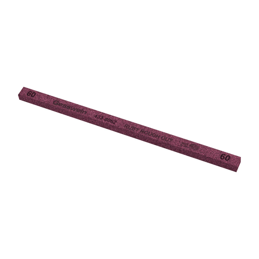 [433-8062] Gesswein® Ruby Rough Out Stone - 1/4" x 1/4" x 6", 60 Grit  (Pkg. of 12)