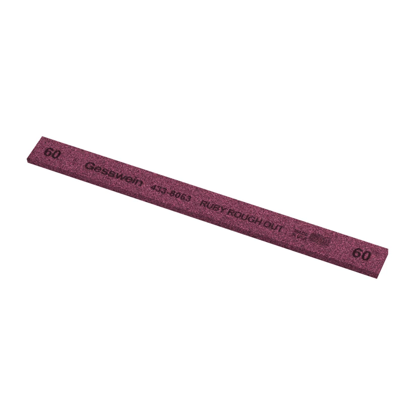 [433-8063] Gesswein® Ruby Rough Out Stone - 1/2" x 1/8" x 6", 60 Grit  (Pkg. of 12)