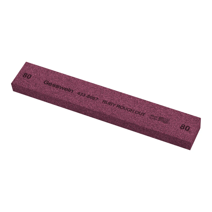 [433-8067] Gesswein® Ruby Rough Out Stone - 1" x 1/2" x 6", 60 Grit  (Pkg. of 6)