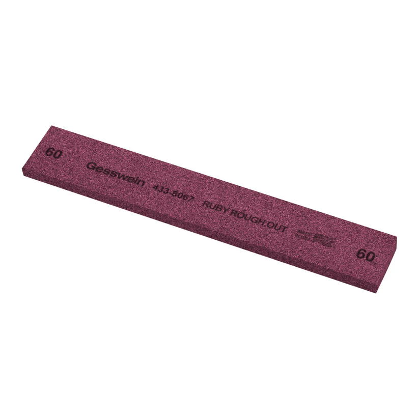 [433-8069] Gesswein® Ruby Rough Out Stone - 1" x 1/4" x 6", 60 Grit  (Pkg. of 6)