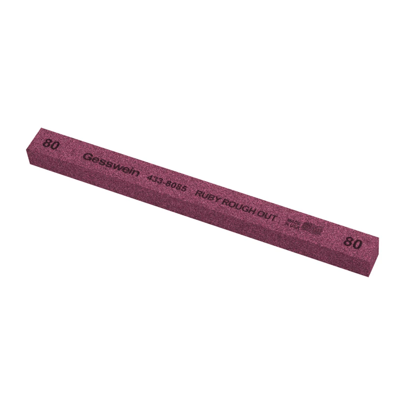 [433-8085] Gesswein® Ruby Rough Out Stone - 1/2" x 1/2" x 6", 80 Grit  (Pkg. of 6)