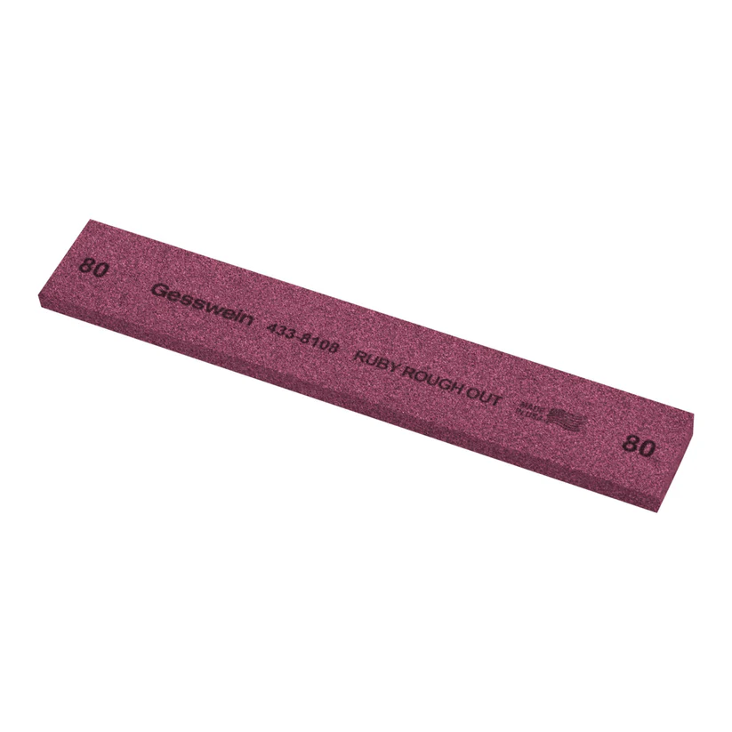 [433-8089] Gesswein® Ruby Rough Out Stone - 1" x 1/4" x 6", 80 Grit  (Pkg. of 6)