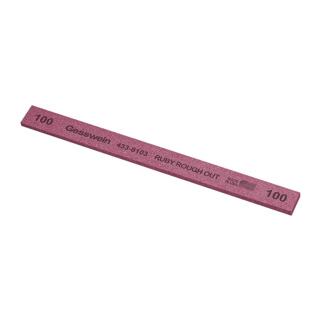 [433-8103] Gesswein® Ruby Rough Out Stone - 1/2" x 1/8" x 6", 100 Grit  (Pkg. of 12)