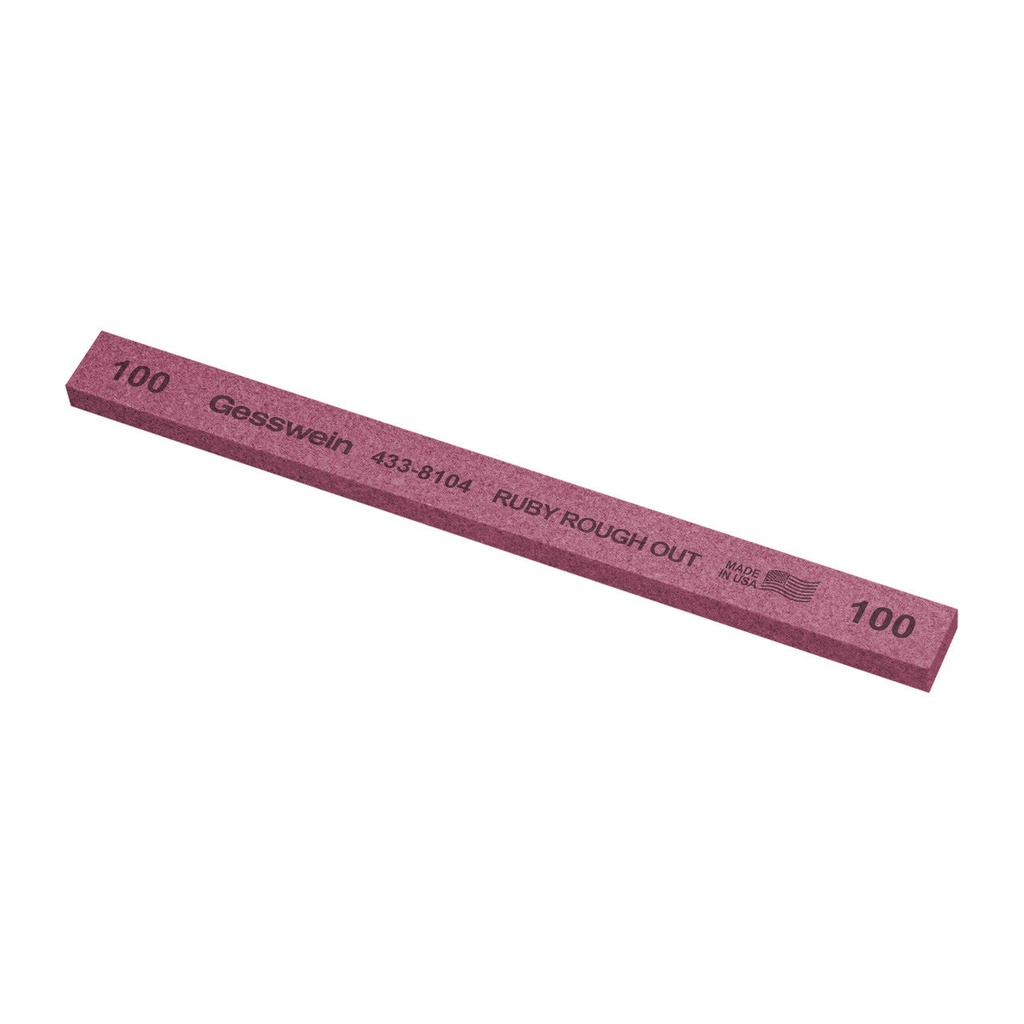 [433-8104] Gesswein® Ruby Rough Out Stone - 1/2" x 1/4" x 6", 100 Grit  (Pkg. of 12)
