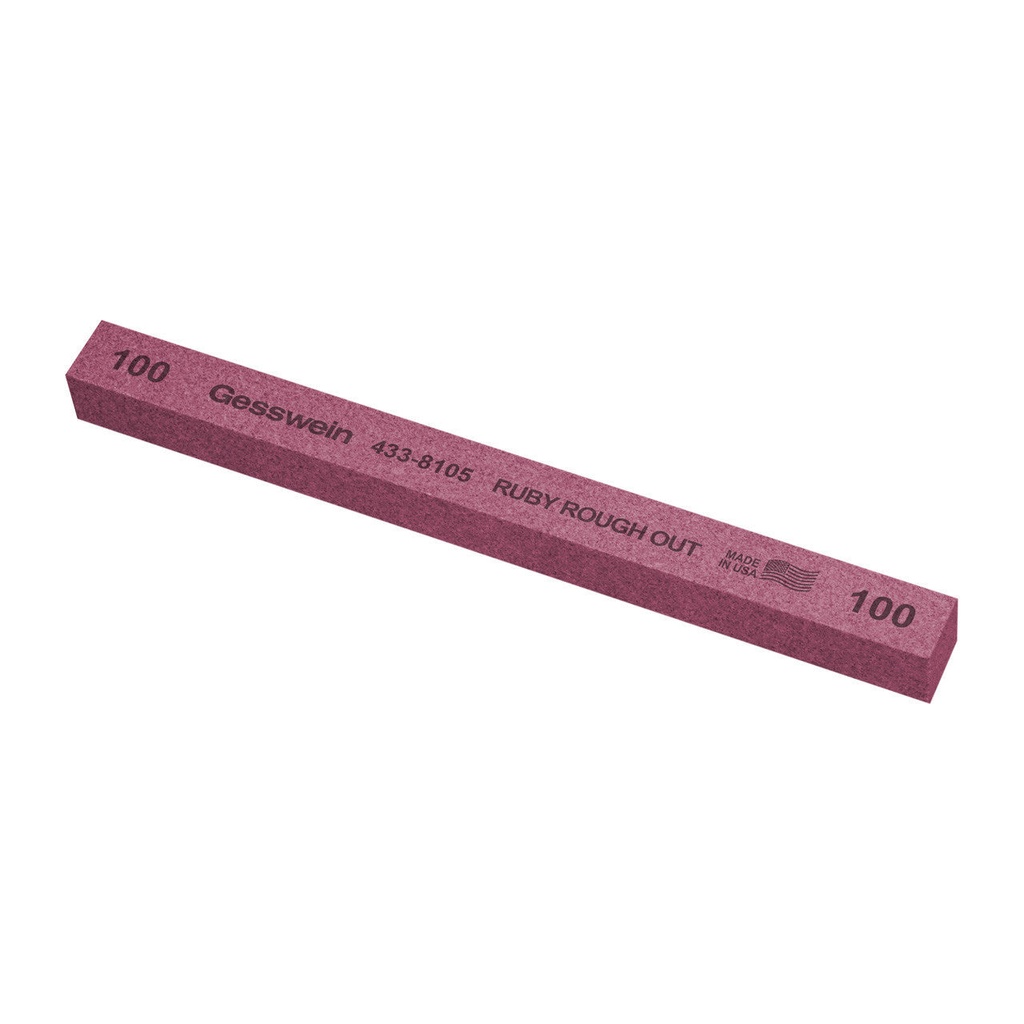 [433-8105] Gesswein® Ruby Rough Out Stone - 1/2" x 1/2" x 6", 100 Grit  (Pkg. of 6)