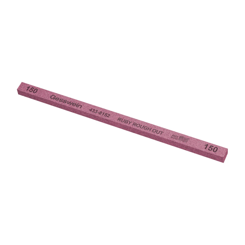 [433-8152] Gesswein® Ruby Rough Out Stones - 1/4" X 1/4" X 6", 150 Grit  (Pkg. of 12)