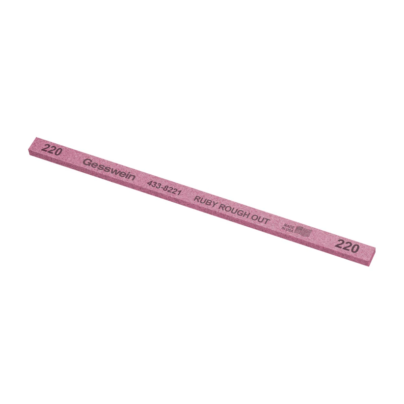 [433-8221] Gesswein® Ruby Rough Out Stones - 1/4" x 1/8" x 6", 220 Grit  (Pkg. of 12)