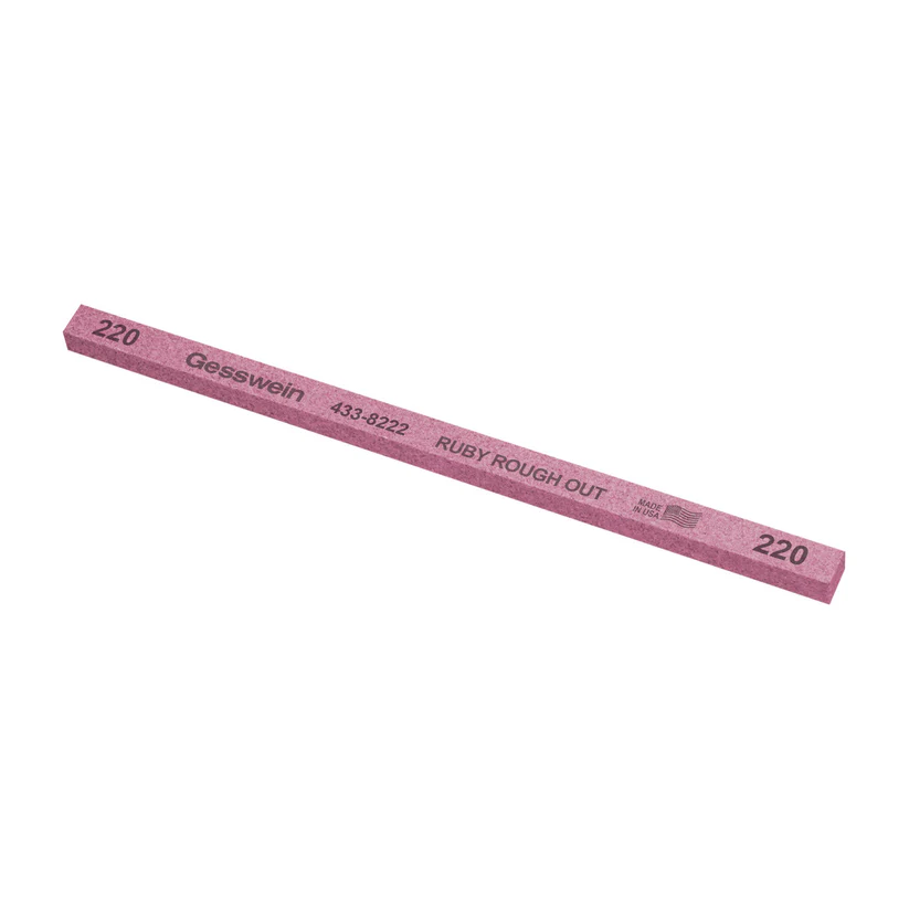 [433-8222] Gesswein® Ruby Rough Out Stones - 1/4" x 1/4" x 6", 220 Grit  (Pkg. of 12)