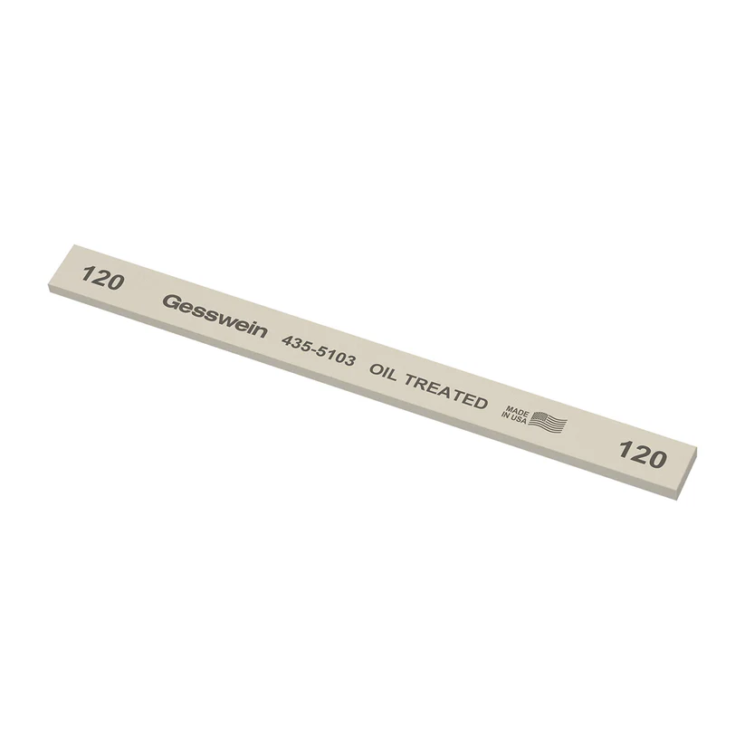 [435-5103] Gesswein® Oil-Treated Stones - 1/2" x 1/8" x 6", 120 Grit  (Pkg. of 12)