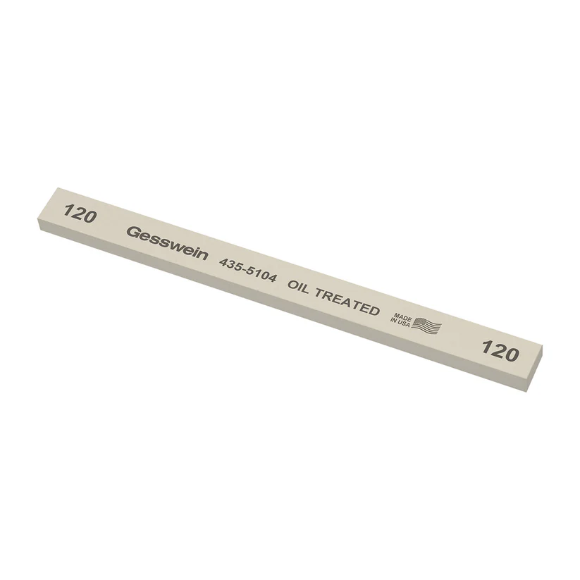 [435-5104] Gesswein® Oil-Treated Stones - 1/2" x 1/4" x 6", 120 Grit  (Pkg. of 12)