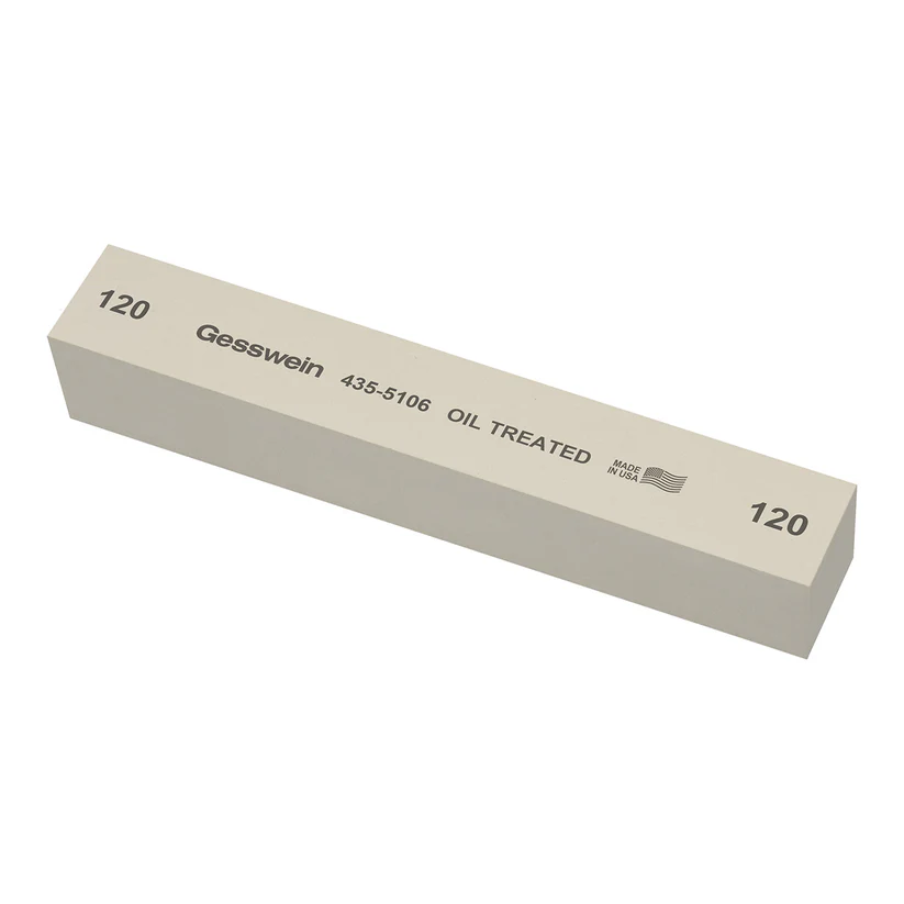 [435-5106] Gesswein® Oil-Treated Stones - 1" x 1" x 6", 120 Grit  (Pkg. of 6)