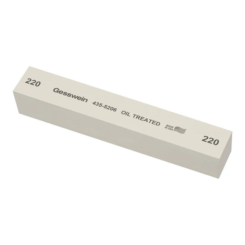 [435-5206] Gesswein® Oil-Treated Stones - 1" x 1" x 6", 220 Grit  (Pkg. of 6)