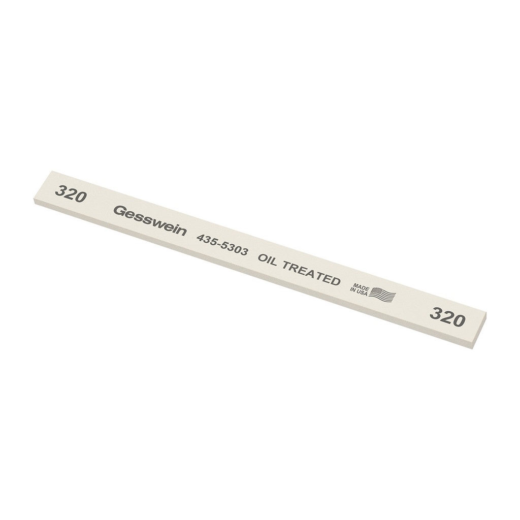 [435-5303] Gesswein® Oil-Treated Stones - 1/2" x 1/8" x 6", 320 Grit  (Pkg. of 12)
