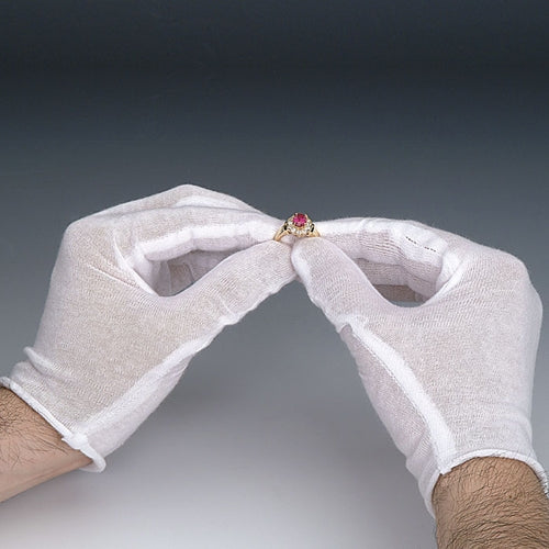 [805-1056] White Cotton Gloves - Regular, Medium Weight, 1 dozen pairs