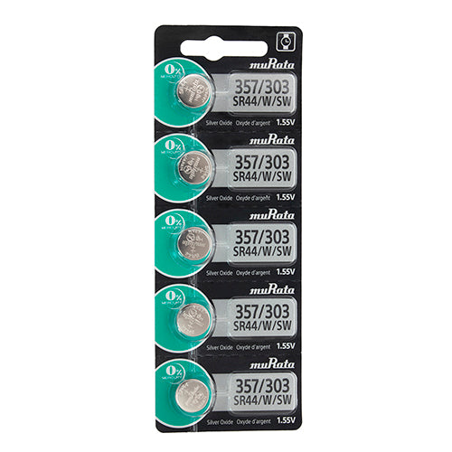 [808-3002] Sony® Murata Silver Oxide Watch Batteries - 303/357  (Pkg. of 5)