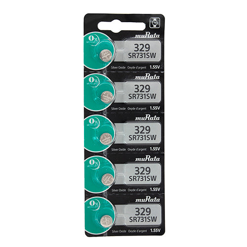 [808-3007] Sony® Murata Silver Oxide Watch Batteries - 329  (Pkg. of 5)