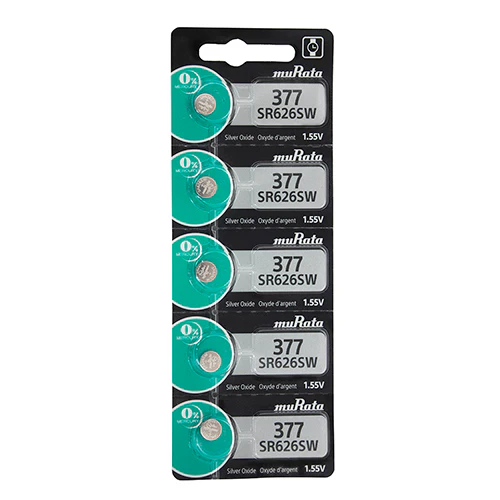 [808-3020] Sony® Murata Silver Oxide Watch Batteries - 377  (Pkg. of 5)