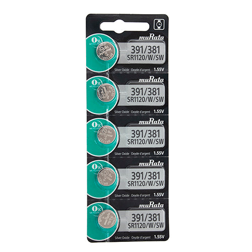 [808-3022] Sony® Murata Silver Oxide Watch Batteries - 381 / 391 (Pkg. of 5)