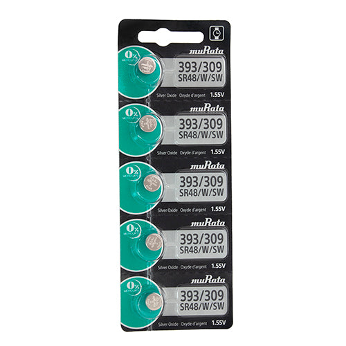[808-3023] Sony® Murata Silver Oxide Watch Batteries - 309 / 393  (Pkg. of 5)
