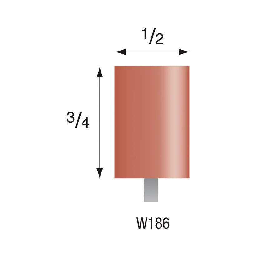 Red Mounted Points, 1/8" Shank - W186, Box of 12