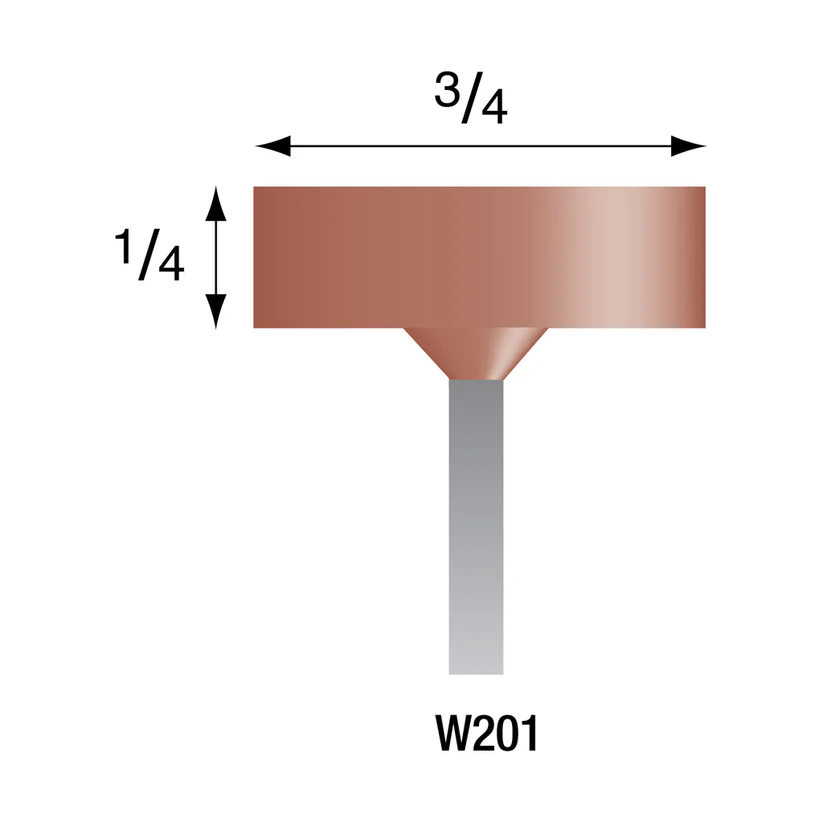 [301-2010] Red Mounted Points, 1/8" Shank - W201, Box of 12