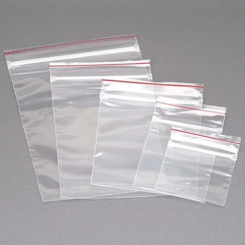 [810-0533] Clear Zip Bags with Red Line - 3" x 5"
