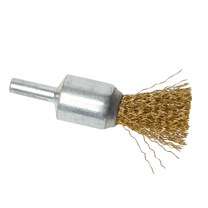 End Brushes with Crimped Brass Wire - 3/4" Diameter