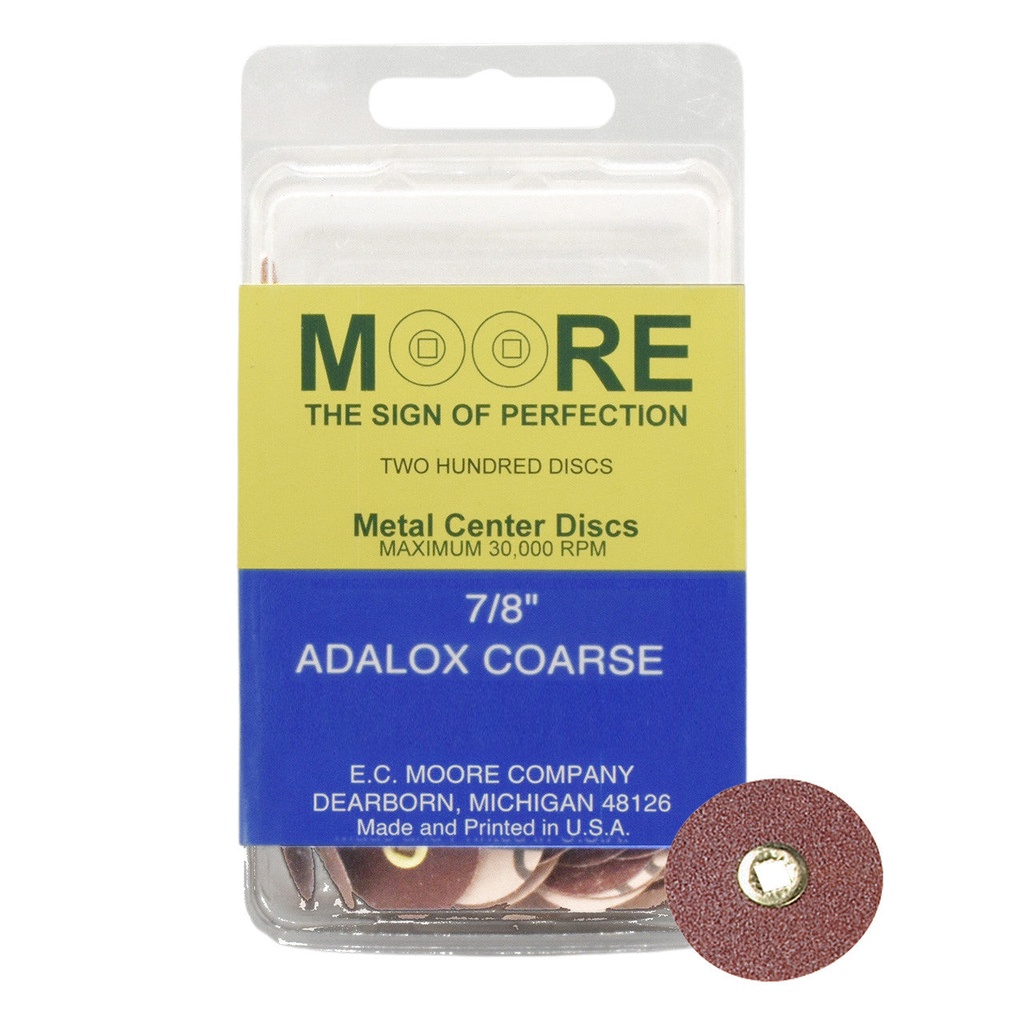 [845-3106] Adalox 7/8" Fine Moore Snap-On Discs (200)